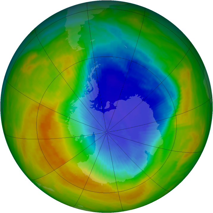 Antarctic ozone map for 03 November 1989